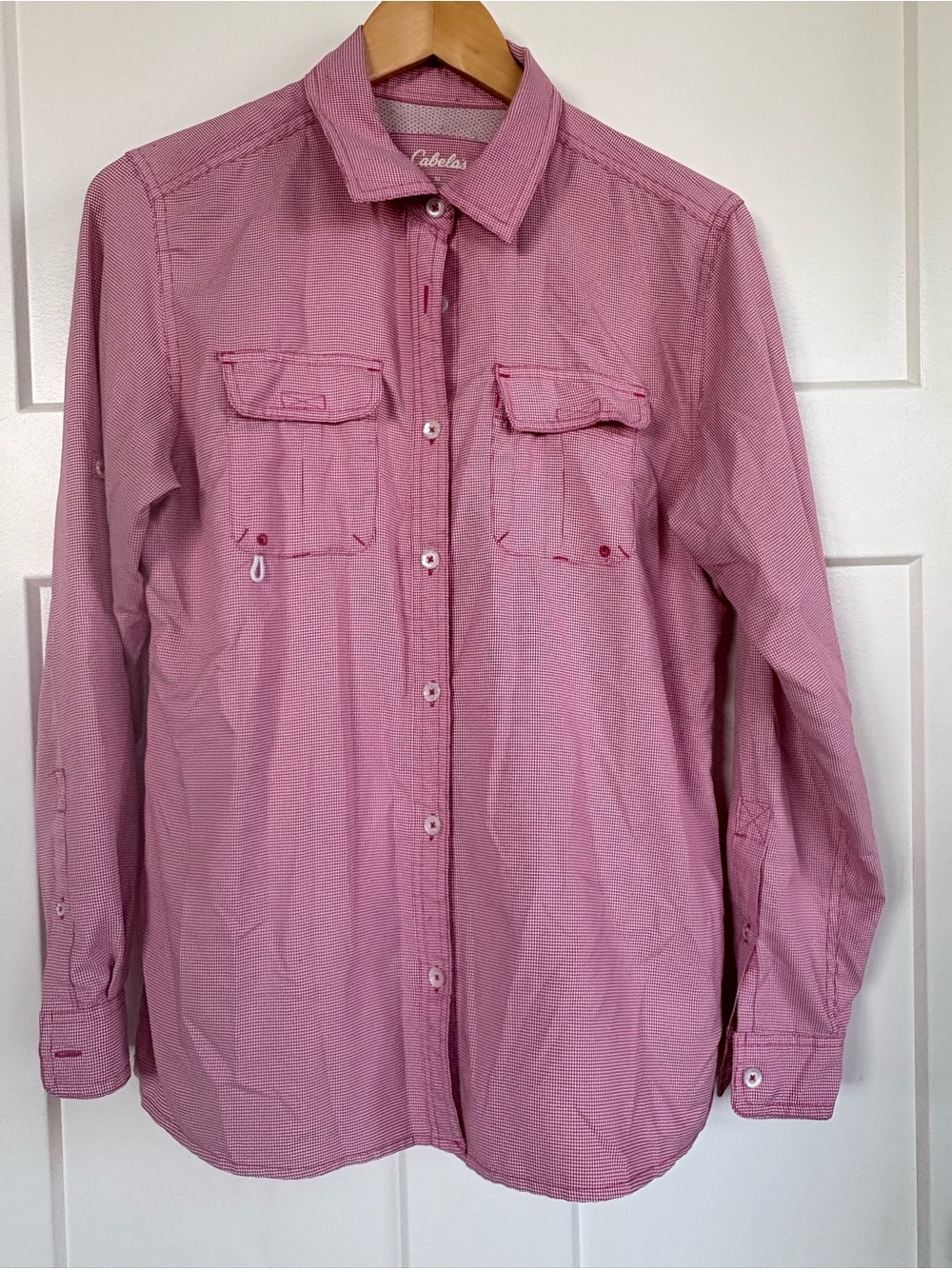Cabella’s Women’s Red and White Long Sleeve Button Up  Western Wear Size Medium
